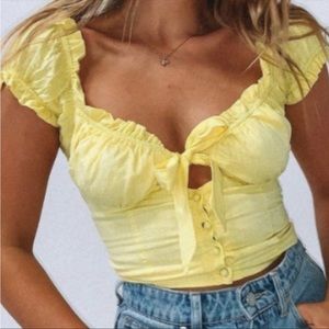 Adorable Princess Polly Corset Crop Top with Cap Sleeves and Tie Front Details